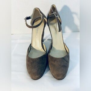 Bebe Taupe Suede Ankle Wrap Heeled Shoes
Elegant